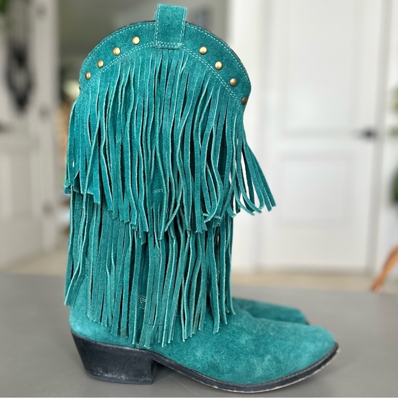 Smokey Mountain Teal Blue Fringe Cowgirl Women’s Boots Size 8.5 - Picture 12 of 14